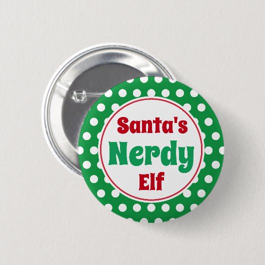 Funny Santa's Nerdy Elf Weihnachts-Button-Button Button (Vorne & Hinten)
