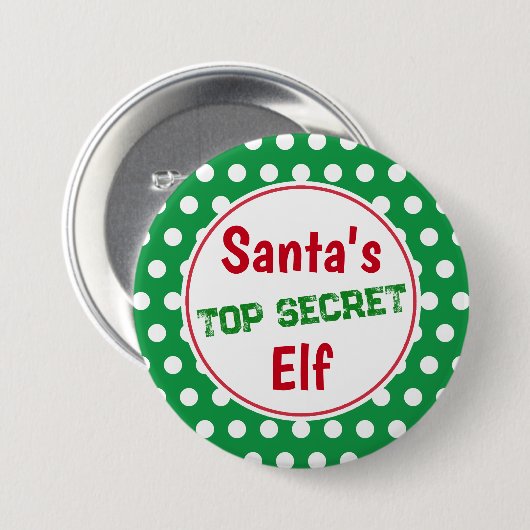 Funny Santa's Secret Elf Weihnachts-Button-Button Button (Vorne & Hinten)