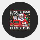 Funny Santa's Tech Suprt Rebooting Christmas Ugly Runder Aufkleber (Vorderseite)