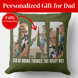 Funny Sarcasm Dad Photo Collage Throw Pillow Kissen