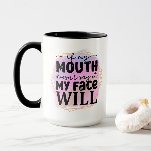 Funny sarcasm face word art tasse (Mit Donut)