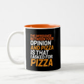 Funny Sarcasm Spaß Fragte ich für Pizza Nicht Mein Zweifarbige Tasse (Links)
