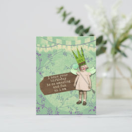 Funny Sarcastic Altered Art Vintag Birthday Girl Postkarte