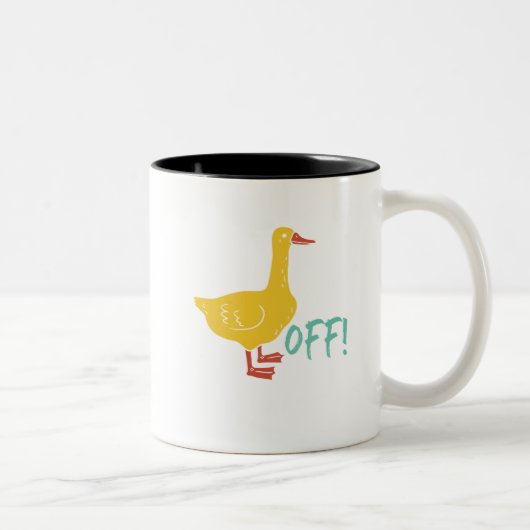 Funny Sarcastic Animal Puck and Spaß Duck Off Zweifarbige Tasse (Rechts)