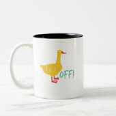 Funny Sarcastic Animal Puck and Spaß Duck Off Zweifarbige Tasse (Links)