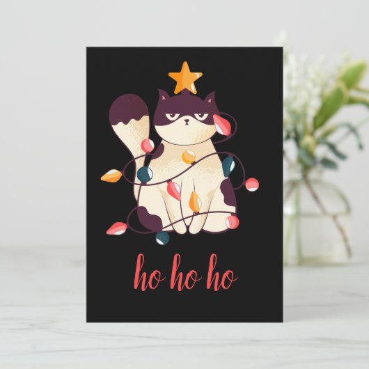 Funny Sarcastic Cat Ho Ho Ho Weihnachten (Stehend Vorderseite)