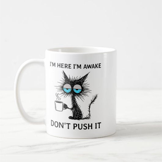 Funny Sarcastic Cat Meme Ich bin hier bin ich bin  Kaffeetasse (Links)