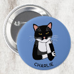 Funny Sarcastic Cat Personalisiert Button<br><div class="desc">Eine sarkastische,  unenthusiastische und verärgerte schwarz-weiße Bicolor Tuxedo Katze für Tierfreunde. Ändern oder entfernen Sie den Namen oder den Text,  der angepasst werden soll. Originelle Kunst von Nic Squirrell.</div>