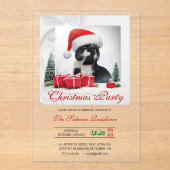 Funny Sarcastic Cat Santas Hat Weihnachts-Party Acryleinladungen (Vorderseite)