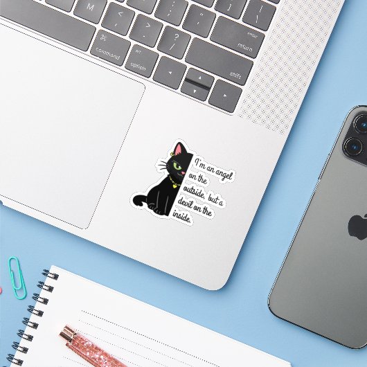 funny sarcastic cat stickers aufkleber (Laptop mit iPhone)