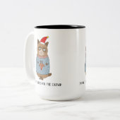 Funny Sarcastic Christmas Cat Zweifarbige Tasse (Vorderseite Links)
