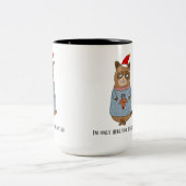Funny Sarcastic Christmas Cat Zweifarbige Tasse (Mittel)