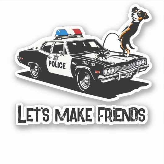 Funny Sarcastic Dog Pees Police Car Pub Spaß Aufkleber (Vorderseite)
