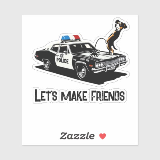 Funny Sarcastic Dog Pees Police Car Pub Spaß Aufkleber (Blatt)