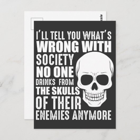 Funny Sarcastic Falsche Gesellschaft Schädelfeind  Postkarte (Vorne/Hinten)