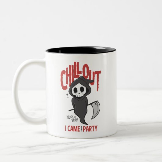 Funny Sarcastic GrimReaper Halloween-Party Zweifarbige Tasse (Links)