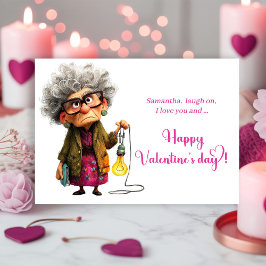 Funny Sarcastic Grumpy Lady Valentine Card Feiertagskarte