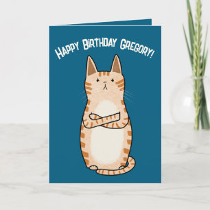 Funny Sarcastic Grumpy Orange Cat Birthday Karte