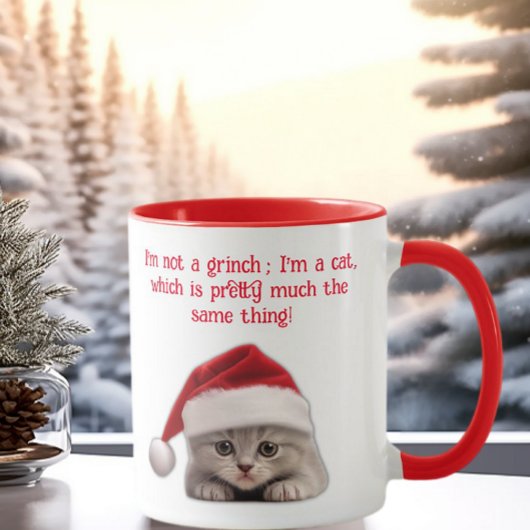 Funny Sarcastic Kurzhaarkatze Weihnachtsmannmütze Tasse