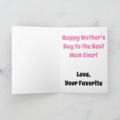 Funny Sarcastic Mother's Day Card Karte (Innenseite)