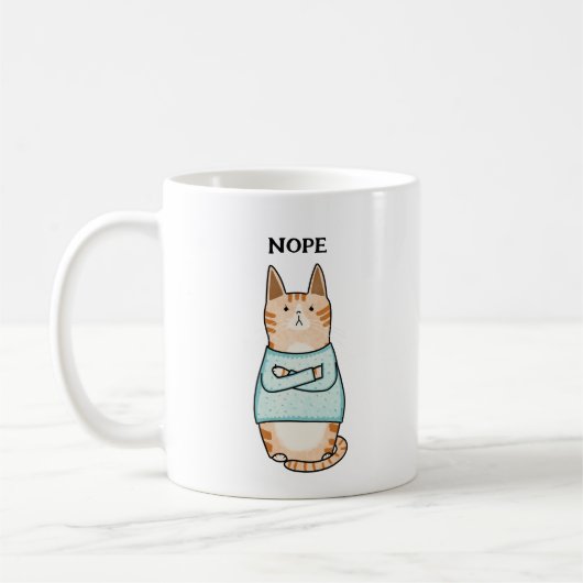 Funny Sarcastic Orange Cat Nope Kaffeetasse (Links)