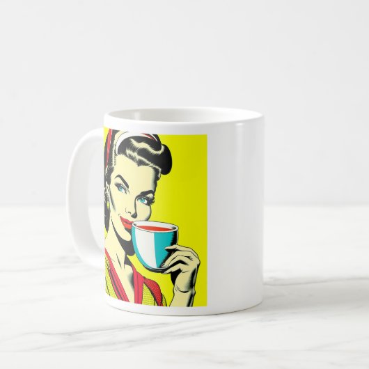 Funny Sarcastic Retro Lady Coffee Spaß Kaffeetasse (Vorderseite Links)