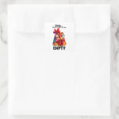 Funny Sarcastic Rooster Chicken "Cup Empty" Quadratischer Aufkleber (Tasche)