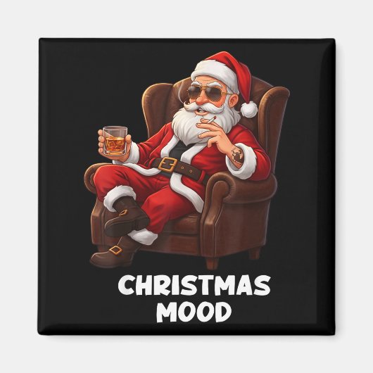 Funny Sarcastic Santa Smoking And Drinking “christ Magnet (Vorne)