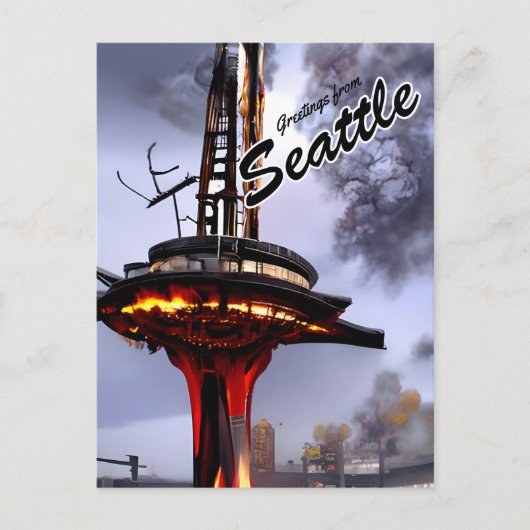 Funny Sarcastic Seattle Greetings Post Apocalyptic Postkarte (Vorderseite)