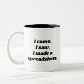 Funny Sarcastic Spreadsheet Niedlich Office Zweifarbige Tasse (Links)