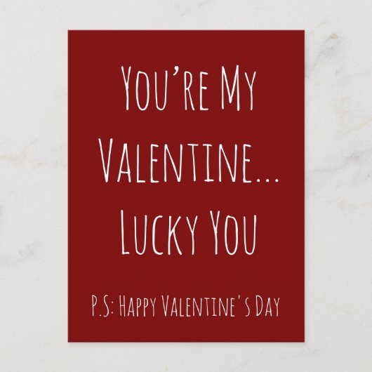 Funny Sarcastic Valentine’s – Custom Text Postkarte (Vorderseite)