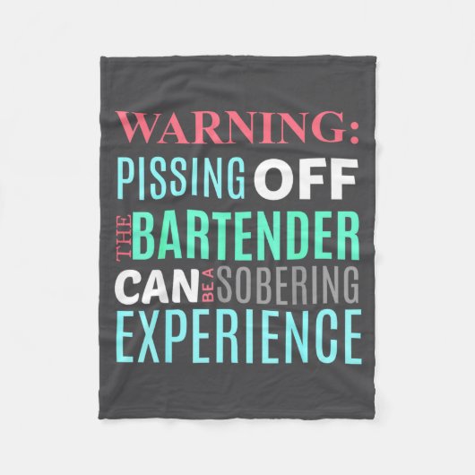 Funny Sarcastic Warning Don't Off Bartender Pun Fleecedecke (Vorderseite)