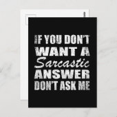 Funny sarcastic Zitate Spaß sarcasm introvertierte Postkarte (Vorne/Hinten)