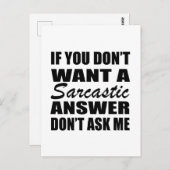 Funny sarcastic Zitate Spaß sarcasm introvertierte Postkarte (Vorne/Hinten)
