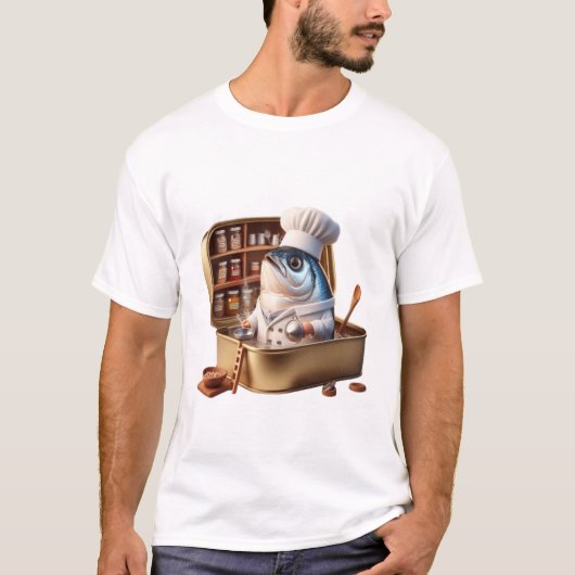 Funny Sardine Chef Cooking Inside Tin Art T-Shirt (Vorderseite)