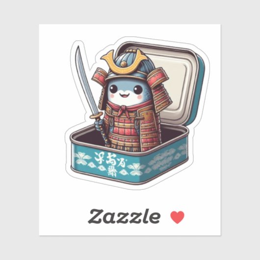 Funny Sardine Samurai Vinyl Sticker (Blatt)