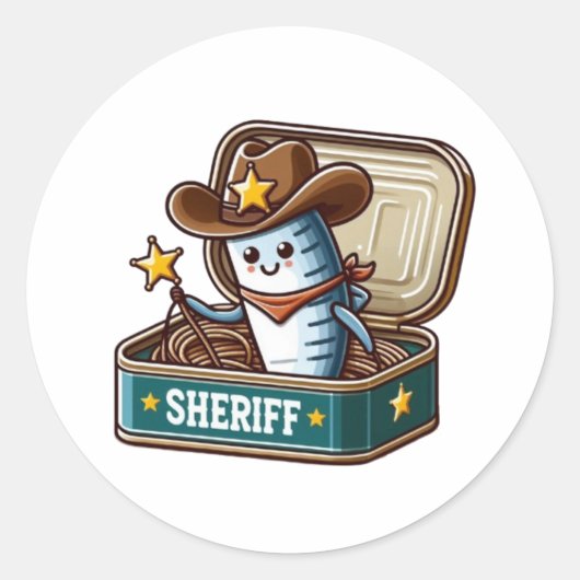  Funny Sardine Sheriff Vinyl Sticker (Vorderseite)