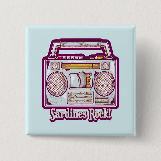 Funny sardines tin stereo button (Vorderseite)