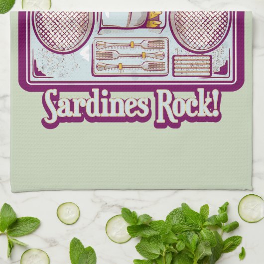 Funny sardines tin stereo geschirrtuch (Gefaltet)