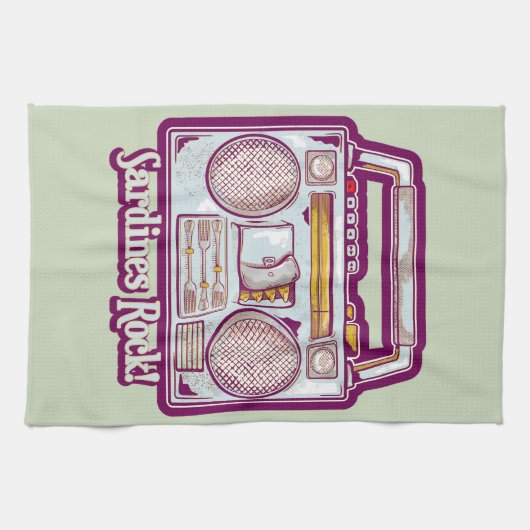 Funny sardines tin stereo geschirrtuch (Horizontal)