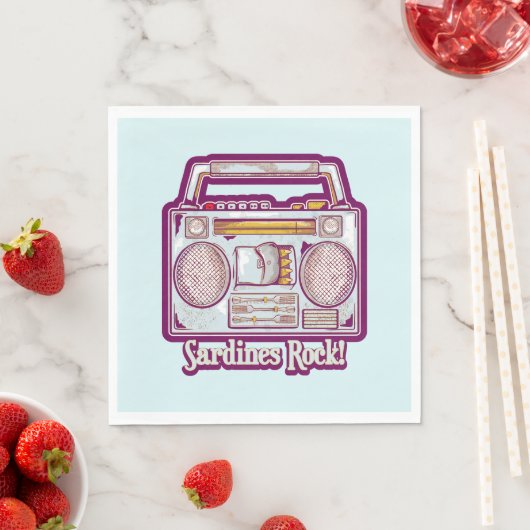 Funny sardines tin stereo serviette (Beispiel)