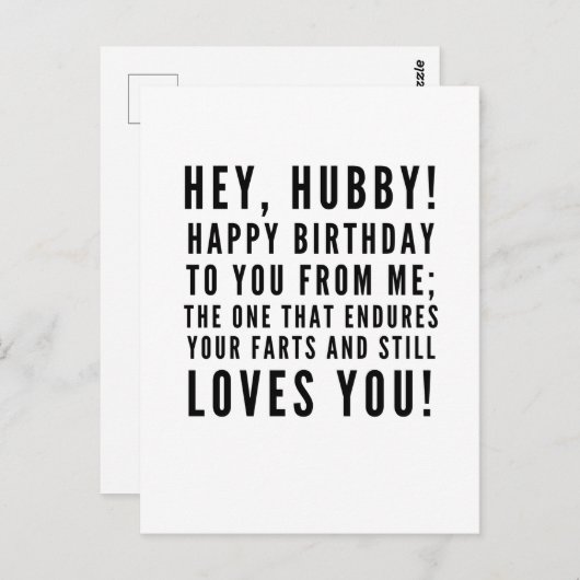 Funny sarkastic Geburtstagwünsche für Ehemann Postkarte (Vorne/Hinten)