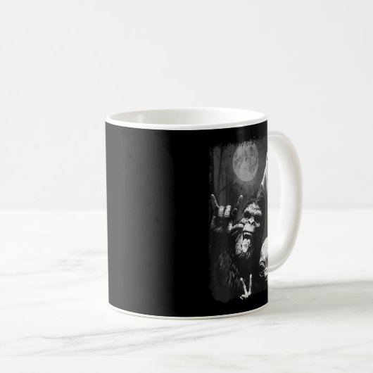 Funny Sasquatch & Alien Rock On Hand Sign Ghos Kaffeetasse (VorderseiteRechts)