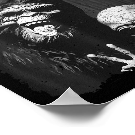 Funny Sasquatch & Alien Rock On Hand Sign Ghos Poster (Ecke)