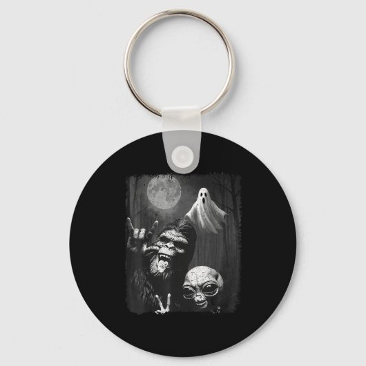 Funny Sasquatch & Alien Rock On Hand Sign Ghos Schlüsselanhänger (Vorderseite)