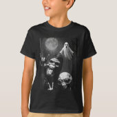 Funny Sasquatch & Alien Rock On Hand Sign Ghos T-Shirt (Vorderseite)