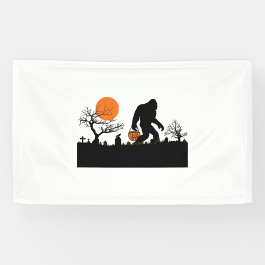 Funny Sasquatch Bigfoot Halloween T - Shirt Banner (Horizontal)