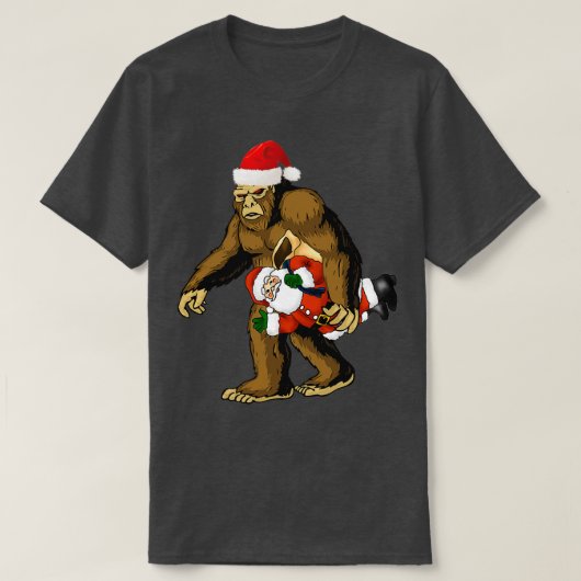 Funny Sasquatch Carried Santa Claus Bigfoot Santa  T-Shirt (Design vorne)