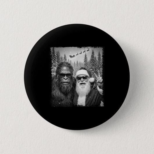 Funny Sasquatch Meme Cool Selfie With Santa Christ Button (Vorderseite)