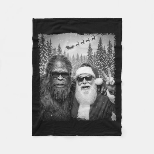 Funny Sasquatch Meme Cool Selfie With Santa Christ Fleecedecke (Vorderseite)
